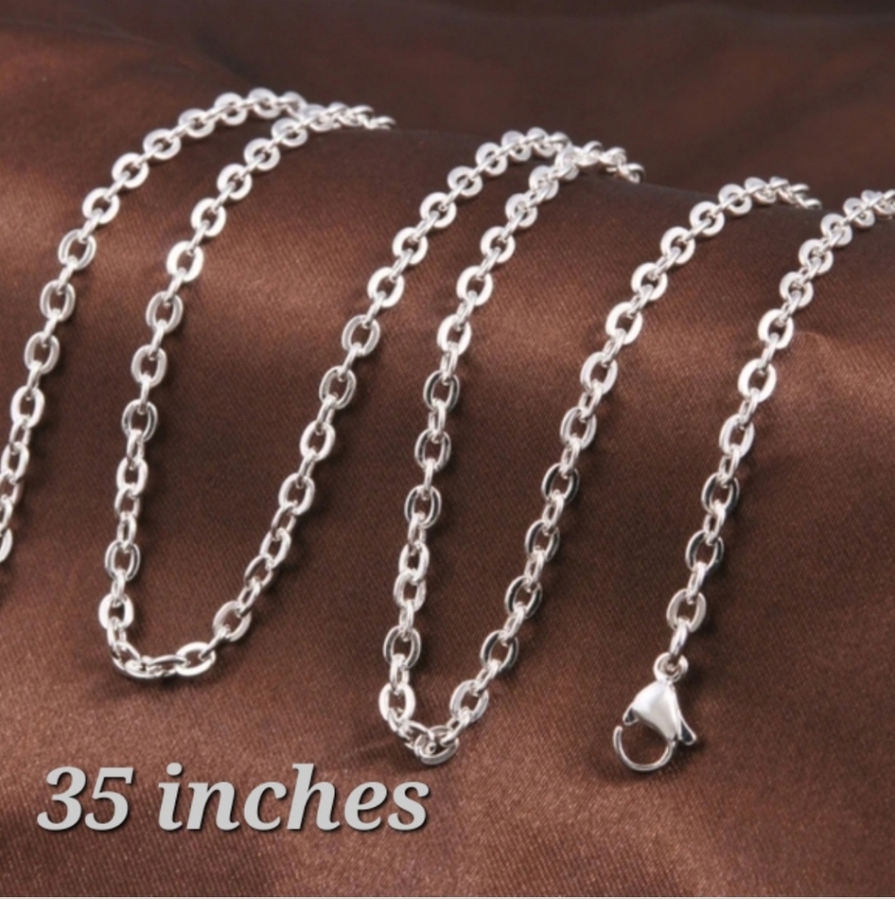 Stainless steel oval link cable chain necklace 35 inch NEW